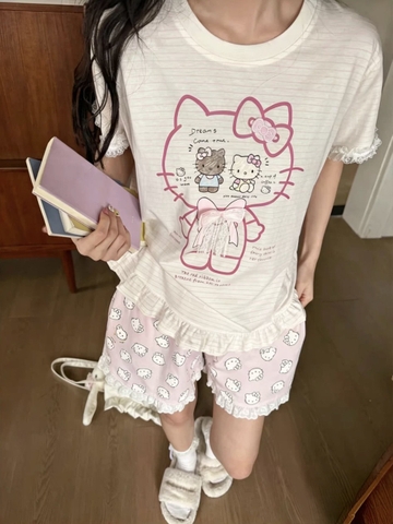 Đùi cotton kitty Đen Hồng