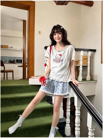 Đùi cotton kẹo kitty Xanh Hồng