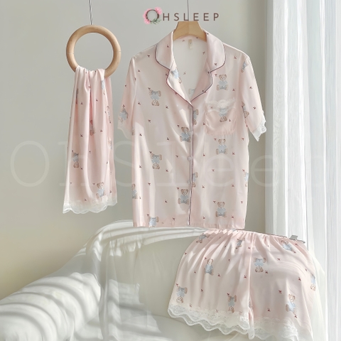 Set 3 gấu Hồng Trắng