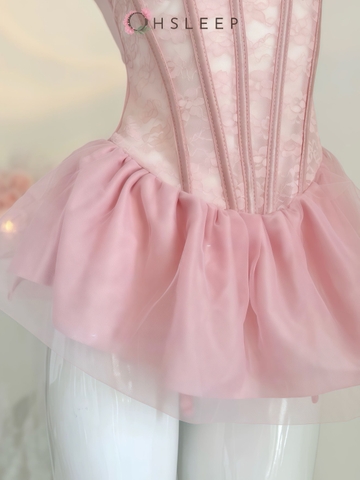 Váy 2d ren bèo Hồng Đen
