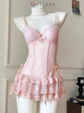Váy 2d ren bèo Hồng Đen