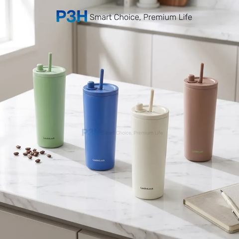 Bình Giữ Nhiệt LocknLock Phủ Sứ 740ml Có Ống Hút Pop-up Straw Ceramic Tumbler LHC4156 P3H