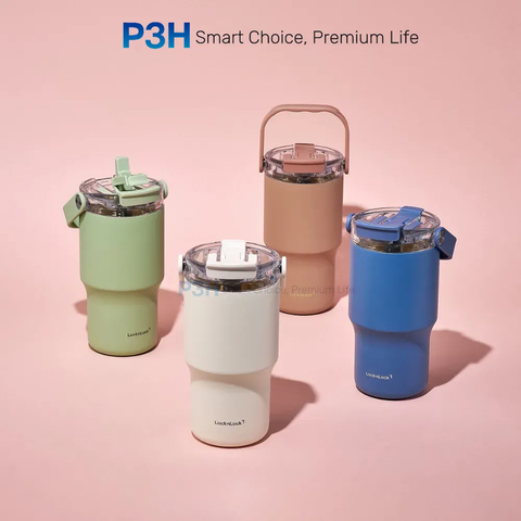 Bình giữ nhiệt LocknLock phủ sứ cao cấp 600ml Straw&Sip Ceramic Tumbler LHC4430 P3H