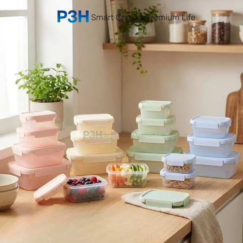 Bộ 5 hộp nhựa Inochi nắp gài Hokkaido nhiều dung tích BPA Free P3H