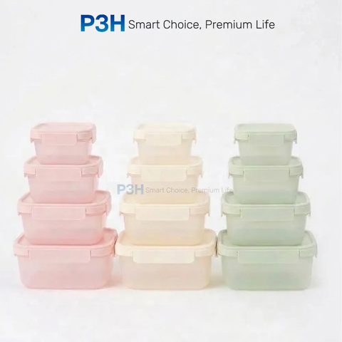 Bộ 4 hộp thực phẩm Inochi nắp gài Hokkaido dung tích 500ml đến 2750ml P3H