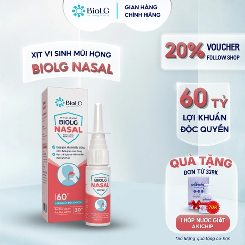 [QUÀ CHO MẸ] Xịt Mũi Họng Cho Trẻ BioLG Nasal 60 Tỷ Lợi Khuẩn Giảm Viêm Xoang Nghẹt Mũi Vệ Sinh Mũi Họng An Toàn