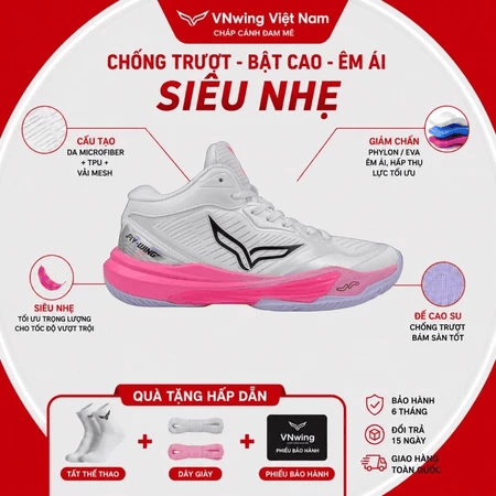 Giày Bóng Chuyền VNwing Fly-Wing Chính Hãng Bản Mới Microfiber TPU Mesh Phylon EVA Êm Nhẹ Bám Sân