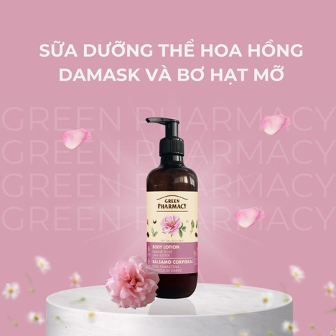 Sữa dưỡng thể Green Pharmacy Hoa hồng Damask và Bơ hạt mỡ 400ml