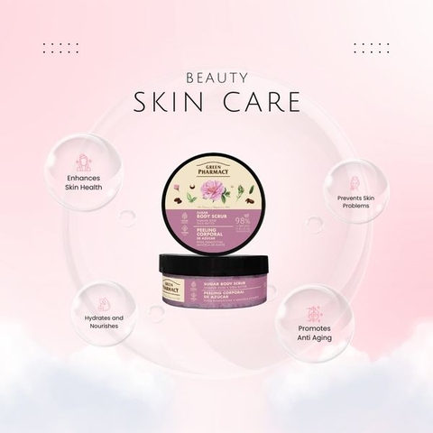 Tẩy da chết toàn thân Green Pharmacy Hoa hồng Damask và Bơ hạt mỡ 200ml