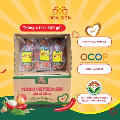 Thùng Tương ớt gói nhỏ 15g TV - Thùng 6 Túi 600 gói - Tương Việt Hoa Sen - Đậm đà bắt vị