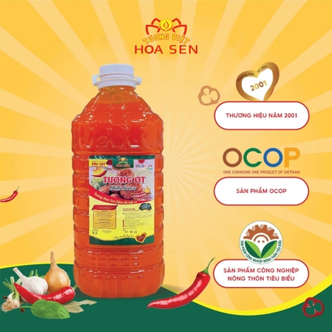 Tương Ớt 4.2kg bình tròn - Tương Việt Hoa Sen - Đậm đà bắt vị