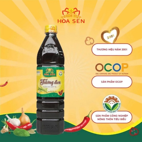 Tương Đen Chai 900g - Tương Việt Hoa Sen - Đậm đà bắt vị