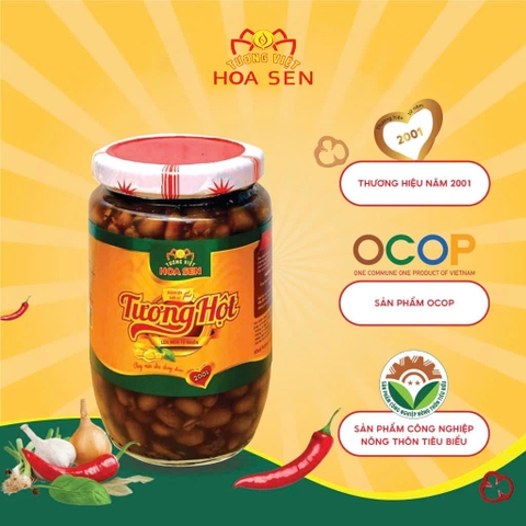 Tương Hột Tương Việt Hoa Sen từ đậu nành, hủ thủy tinh 420g