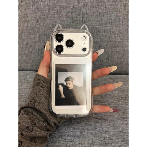 Ốp lưng tai mèo kèm khung ảnh_O104 (Tất cả các dòng Iphone)