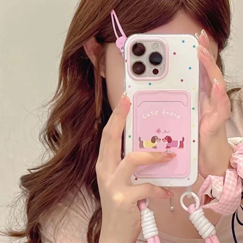 Ốp lưng điện thoại hình thú cute kèm dây đeo, ngăn đựng thẻ tiện lợi_O159 (Iphone, Huawei, Honor, OPPO, Vivo, Xiaomi & Redmi)