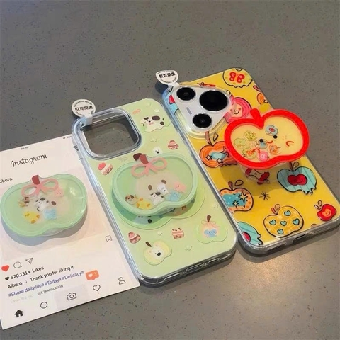 Ốp lưng táo họa tiết dễ thương kèm giá đỡ điện thoại_O233 (Iphone, Huawei, Honor, OPPO, Vivo, Xiaomi & Redmi)