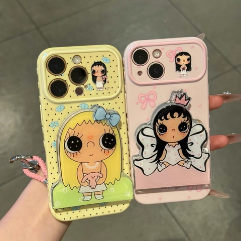 Ốp lưng hoạt hình cô bé mắt to kèm gương_O179 (Iphone, Huawei, Honor, OPPO, Vivo, Xiaomi & Redmi)