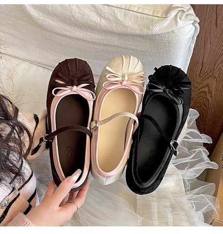 Giày búp bê nơ xếp ly nữ tính_P08