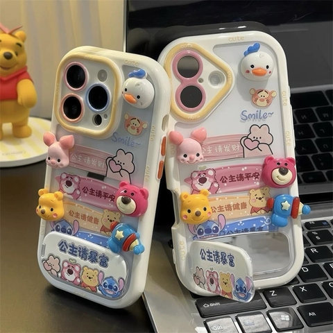 Ốp lưng Disney gấu Lotso & Winnie the Pooh kèm gương_O109 (Iphone, Huawei, Honor, OPPO, Vivo, Xiaomi & Redmi)