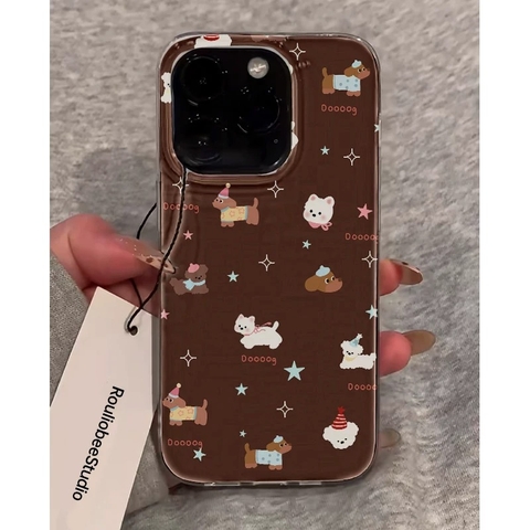 Ốp lưng cún mèo nền nâu_O64 (Iphone, Huawei, Honor, OPPO, Vivo, Xiaomi & Redmi)