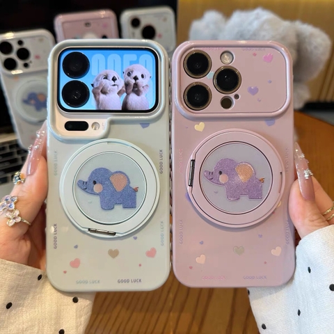 Ốp lưng hình voi pastel kèm giá đỡ điện thoại_O152 (Iphone, Huawei, Honor, OPPO, Vivo, Xiaomi & Redmi)