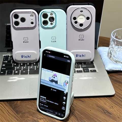 Ốp lưng Gấu Luck kèm gương_O124 (Iphone, Huawei, Honor, OPPO, Vivo, Xiaomi & Redmi)