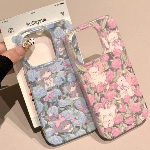 Ốp lưng hoa vintage mèo dễ thương_O134 (Iphone, Huawei, Honor, OPPO, Vivo, Xiaomi & Redmi)