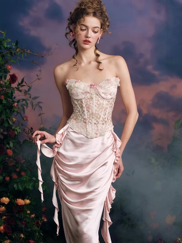 LaceMade váy corset ren hoa bèo nhún_V40
