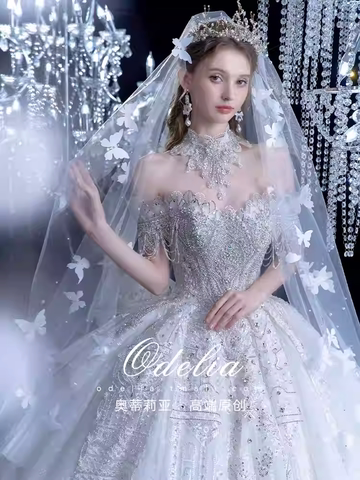 Váy cưới công chúa đính đá lấp lánh sang trọng_I32