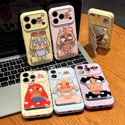 Ốp lưng cô gái hoạt hình kèm gương_O180 (Iphone, Huawei, Honor, OPPO, Vivo, Xiaomi & Redmi)