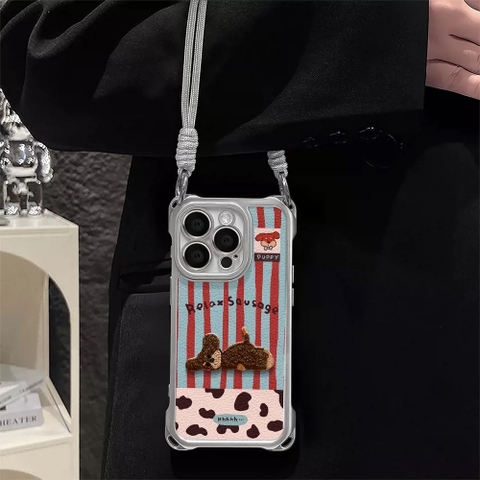 Ốp lưng chó Puppy kèm dây đeo_O04 (Iphone, Huawei, Honor, OPPO, Vivo, Xiaomi & Redmi)