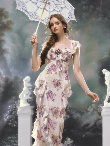 LaceMade váy hoa dáng dài bèo nữ tính_Y109