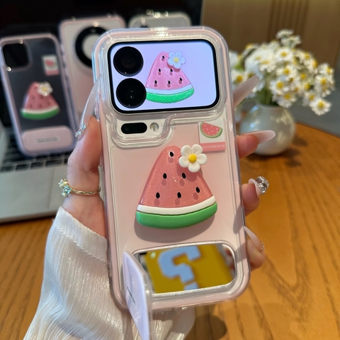 Ốp lưng trái cây nổi 3D kèm gương mini_O11 (Iphone, Huawei, Honor, OPPO, Vivo, Xiaomi & Redmi)
