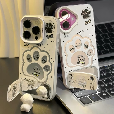 Ốp lưng họa tiết cún con kèm gương_O192 (Iphone, Huawei, Honor, OPPO, Vivo, Xiaomi & Redmi)