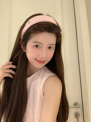 Băng đô cài tóc bản to đính charm trái tim_L02