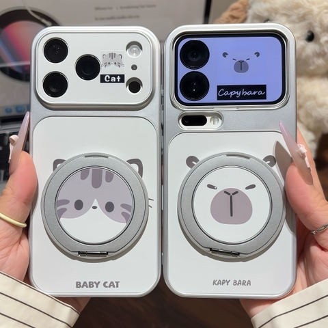 Ốp lưng Mèo và Capybara kèm giá đỡ_O33 (Iphone, Huawei, Honor, OPPO, Vivo, Xiaomi & Redmi)