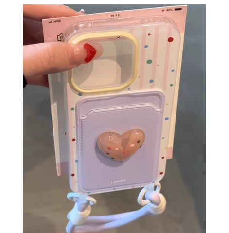 Ốp lưng 3D kèm ngăn đựng thẻ và dây đeo_O111 (Tất cả các dòng Iphone)