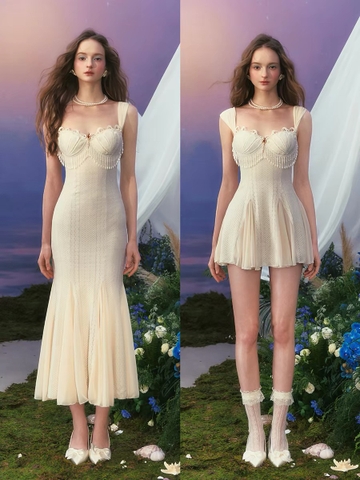 LaceMade váy ngọc trai ren cổ điển_Y48
