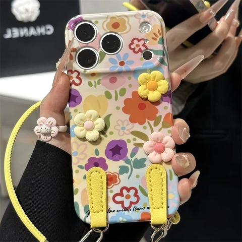 Ốp lưng hoa vintage kèm dây đeo_O09 (Iphone, Huawei, Honor, OPPO, Vivo, Xiaomi & Redmi)