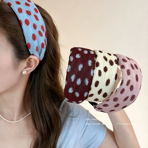 Băng đô bản rộng chấm bi retro_L19