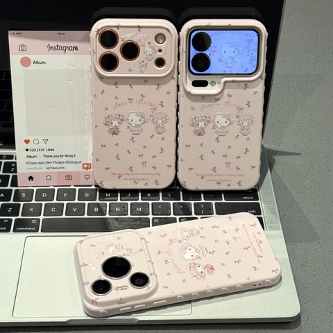 Ốp lưng Hello Kitty & My Melody hoa nhí kèm gương_O98 (Iphone, Huawei, Honor, OPPO, Vivo, Xiaomi & Redmi)