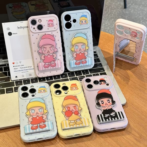 Ốp lưng búp bê hoạt hình dễ thương kèm gương_O203 (Iphone, Huawei, Honor, OPPO, Vivo, Xiaomi & Redmi)