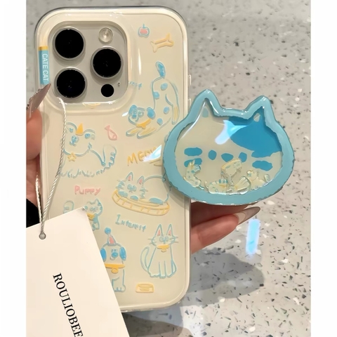 Ốp lưng mèo pastel kèm giá đỡ điện thoại_O228 (Iphone, Huawei, Honor, OPPO, Vivo, Xiaomi & Redmi)