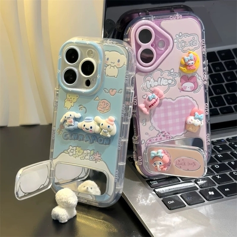Ốp lưng Cinnamoroll & My Melody kèm gương_O110 (Iphone, Huawei, Honor, OPPO, Vivo, Xiaomi & Redmi)