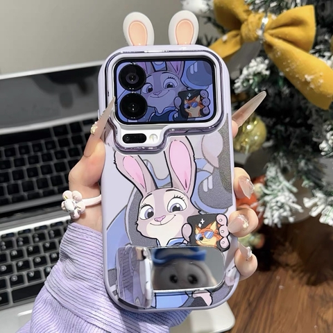 Ốp lưng Nick và Judy tai dễ thương kèm gương_O06 (Iphone, Huawei, Honor, OPPO, Vivo, Xiaomi & Redmi)