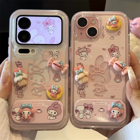 Ốp lưng Melody cute kèm giá gương_O141 (Iphone, Huawei, Honor, OPPO, Vivo, Xiaomi & Redmi)