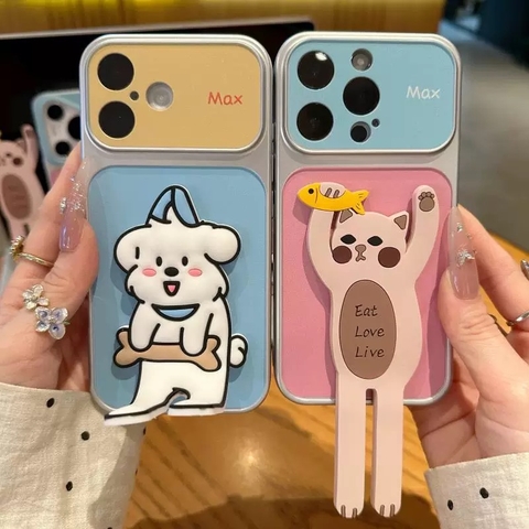 Ốp lưng Cún & Mèo giá đỡ điện thoại_O119 (Iphone, Huawei, Honor, OPPO, Vivo, Xiaomi & Redmi)
