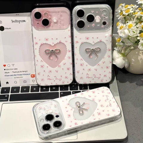Ốp lưng hoa nhỏ nơ trái tim_O206 (Iphone, Huawei, Honor, OPPO, Vivo, Xiaomi & Redmi)