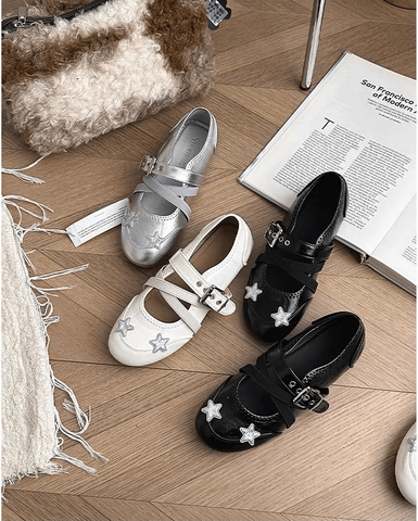 Giày Mary Jane quai đôi phối nơ ngôi sao_U06