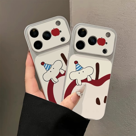 Ốp lưng chó hoạt hình và quả táo_O213 (Iphone, Huawei, Honor, OPPO, Vivo, Xiaomi & Redmi)
